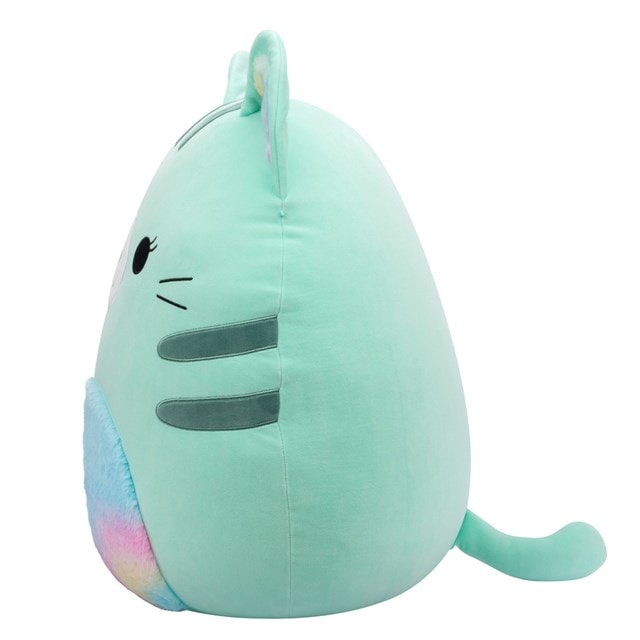 20" Corinna Teal Cat With Tie Dye Fuzzy Belly Squishmallows Plush - 3