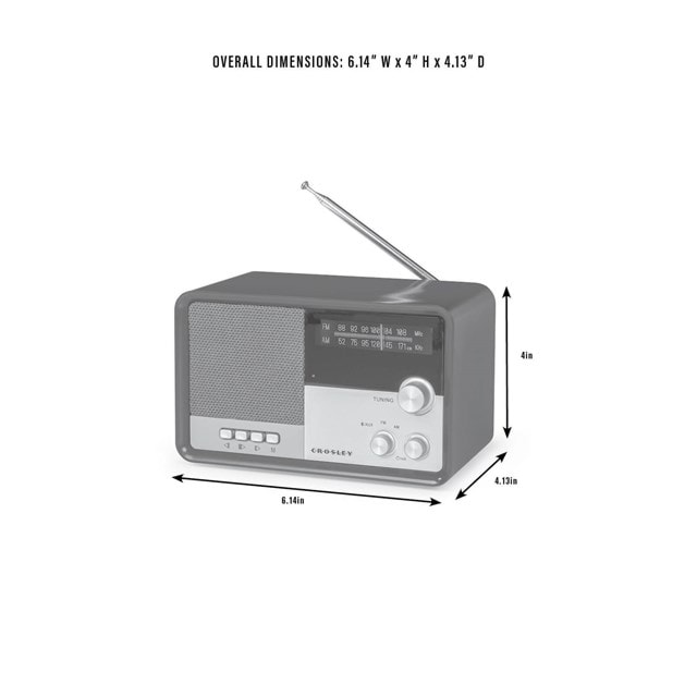 Crosley Tribute Charcoal FM Radio & Bluetooth Speaker - 9