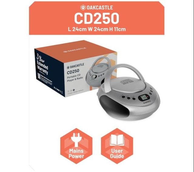 Oakcastle CD250 Silver Bluetooth CD Player with FM Radio - 7
