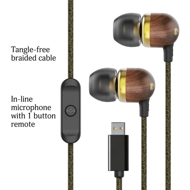 House Of Marley Smile Jamaica Brass USB-C Earphones W/Mic - 2