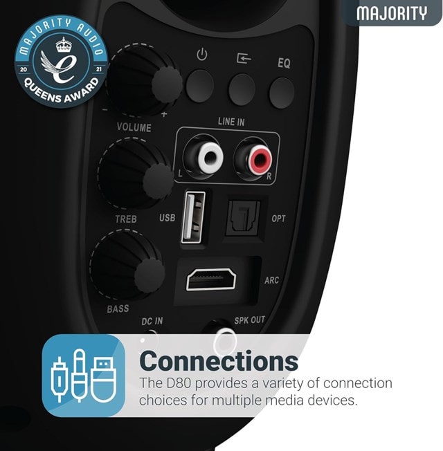 Majority D80 Bluetooth Bookshelf Speakers - 3