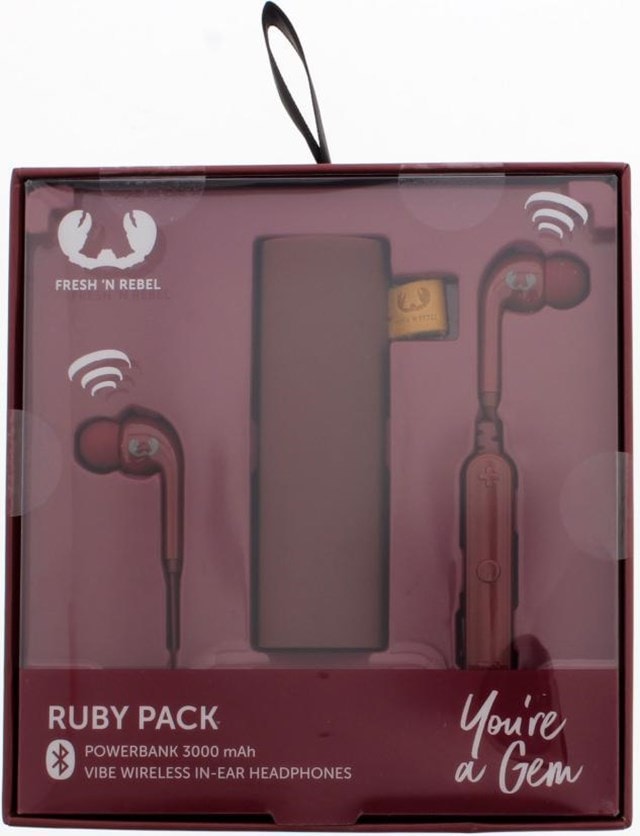 Fresh N Rebel Gift Pack Ruby: Vibe Bluetooth Earphones & 3000Mah Power Bank - 1