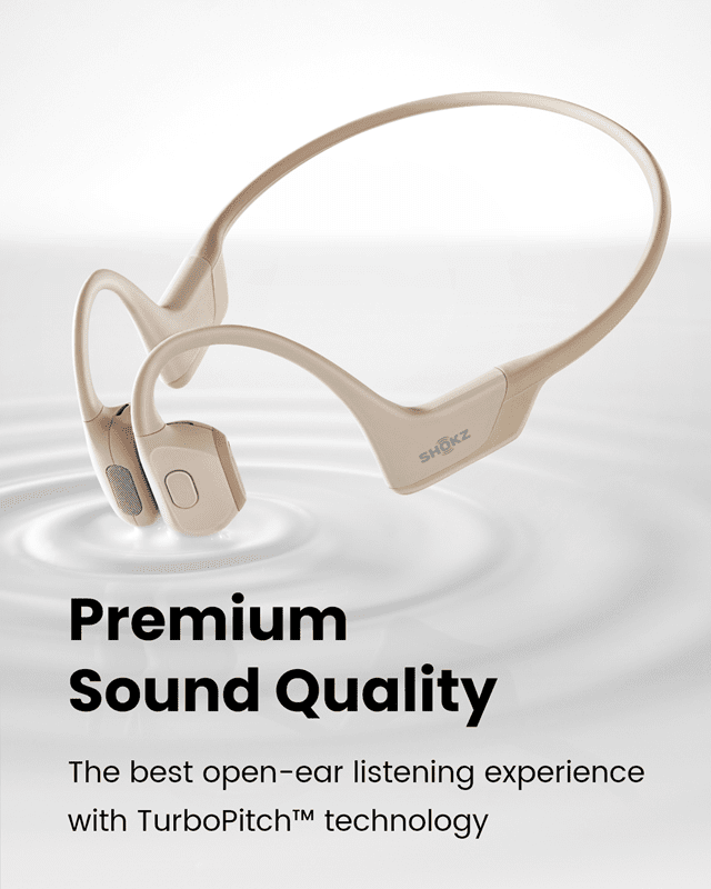 Shokz OpenRun Pro Mini Beige Open Ear Bluetooth Earphones - 3