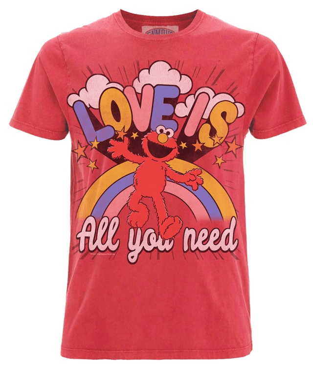 Sesame Street Elmo Love Is Washed Red Tee (Small) - 1