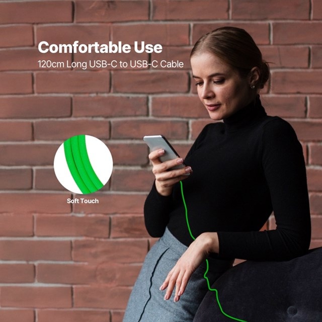 Ttec USB-C -USB-C Neon Green 60W Fast Charging/Data Cable - 7