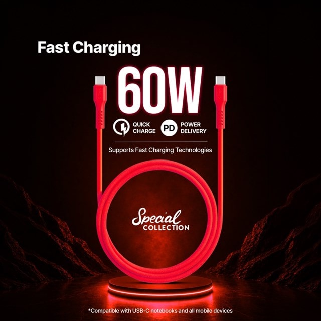 Ttec USB-C - USB-C Neon Red 60W Fast Charging/Data Cable - 6