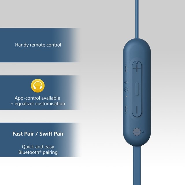 Sony WI-C100 Blue Bluetooth Earphones - 4