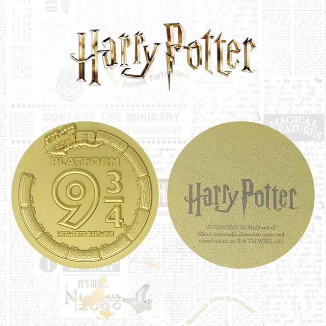 Platform 9 3/4 24K Gold Plated Medallion Harry Potter Collectible - 1