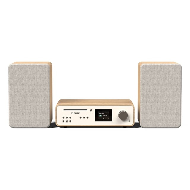 Pure Classic Stereo Cotton White/Oak Bluetooth HiFi System - 1