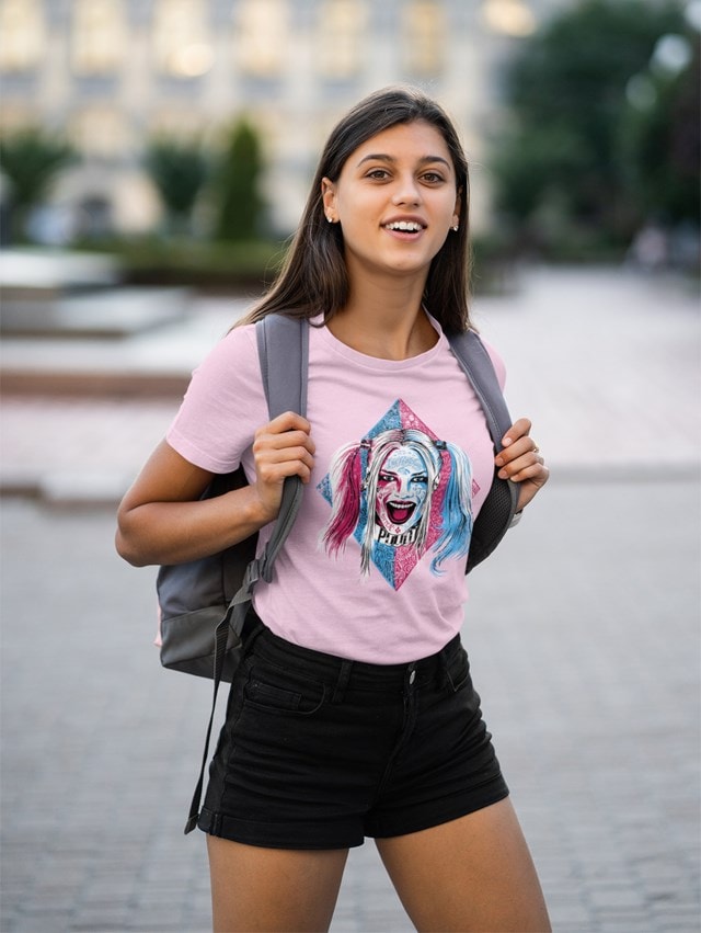 Harley Quinn Face Suicide Squad Light Pink Tee (Large) - 2