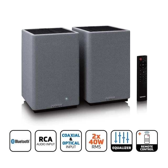 Lenco SPB-240BKGY Black Bluetooth Bookshelf Speakers - 2