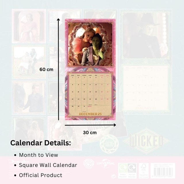 Wicked Movie 2025 Square Calendar - 2