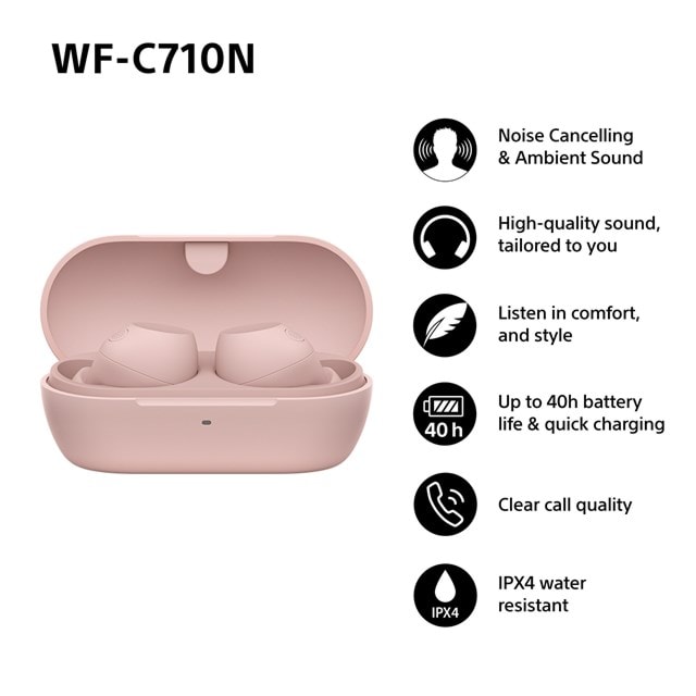 Sony WF-C710N Pink Noise Cancelling True Wireless Bluetooth Earphones - 10