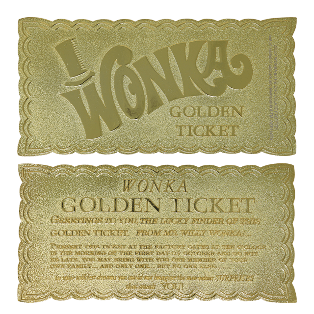 WILLY WONKA GOLDEN TICKET LAMINATED 1/4 X 1/4 (Repllica ...