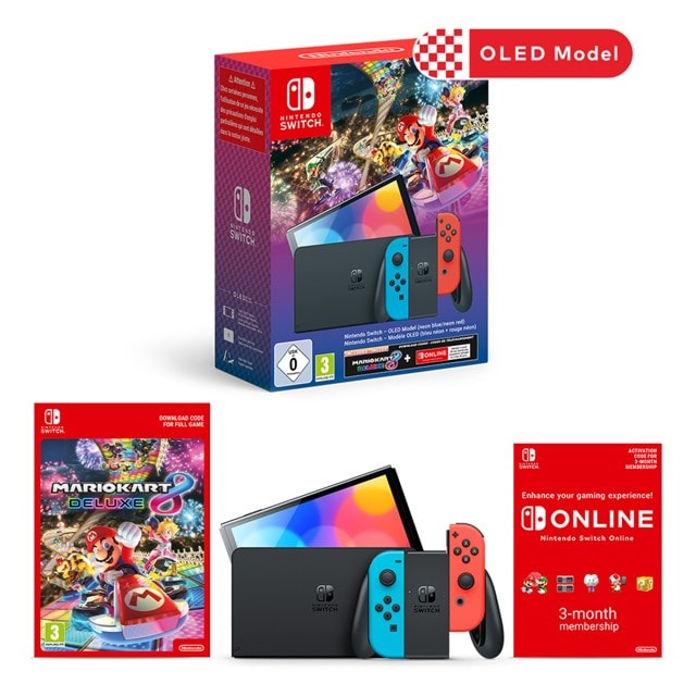 Nintendo Switch Console OLED Model - Mario Kart 8 Deluxe + 3 Months Nintendo Switch Online - 2