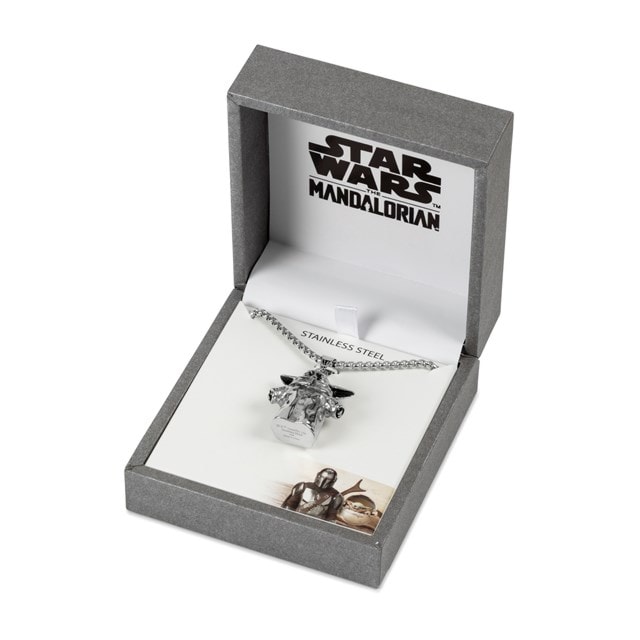 Mandalorian Silver Stainless Steel Grogu Pendant: Star Wars Necklace - 1