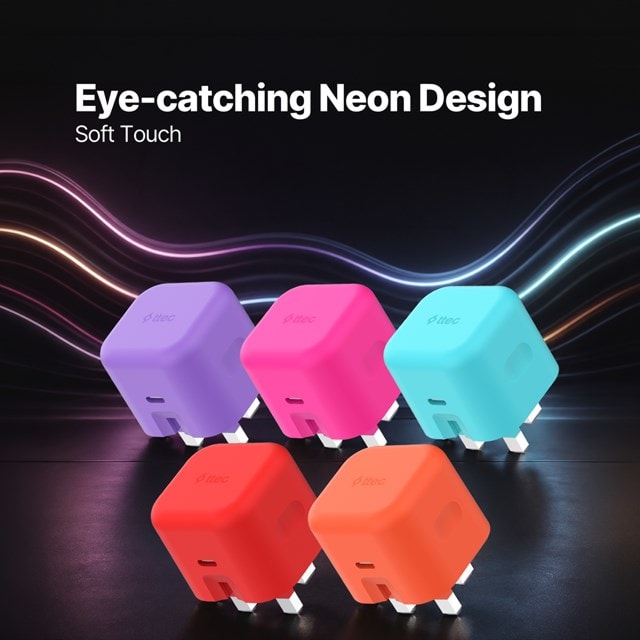 Ttec SmartCharger Pro Neon Red 45W Wall Plug and USB-C Cable Pack - 5