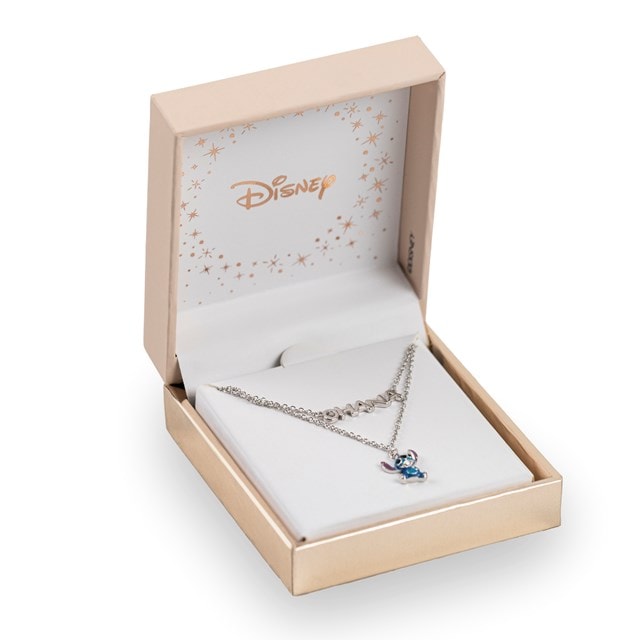 Silver And Blue Double Chain Pendant: Lilo And Stitch Necklace - 3