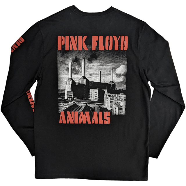Animals B&W Pink Floyd Black Long Sleeve Tee (Small) - 2