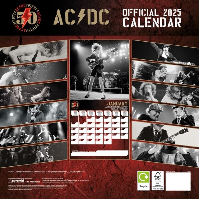 AC/DC 2025 Square Calendar - 2