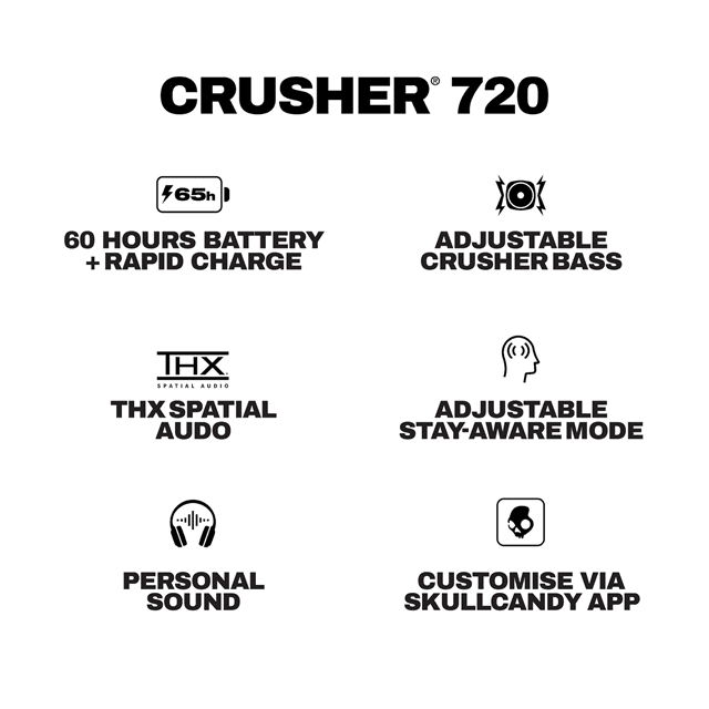 Skullcandy Crusher 720 True Black Bluetooth Headphones - 12