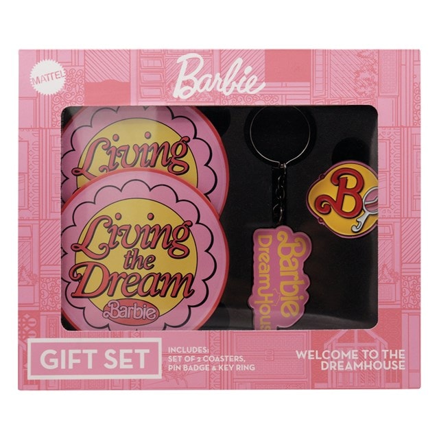 Barbie Keyring, Pin Badge & Coasters Gift Set - 7