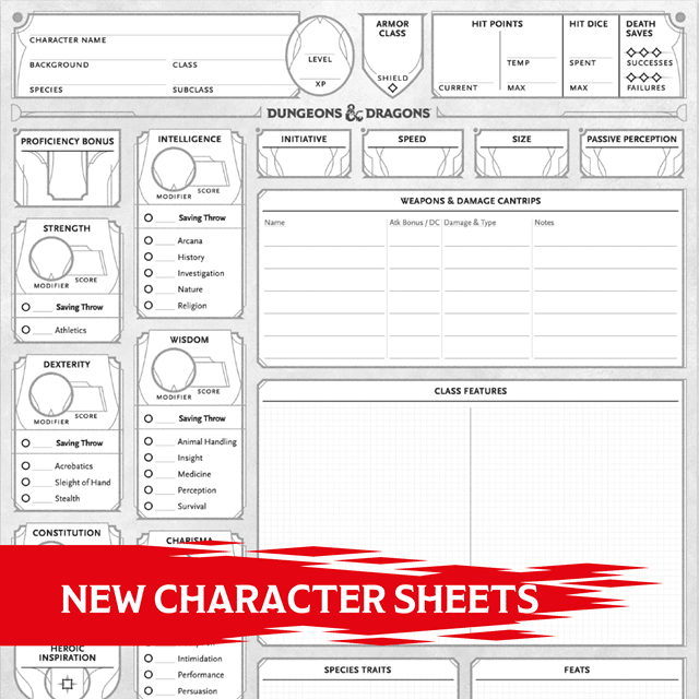 Dungeons & Dragons Character Sheets 2024 - 2