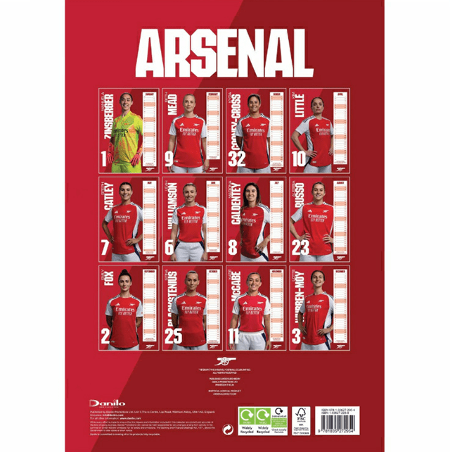 Arsenal FC Women 2025 Calendar A3 - 3