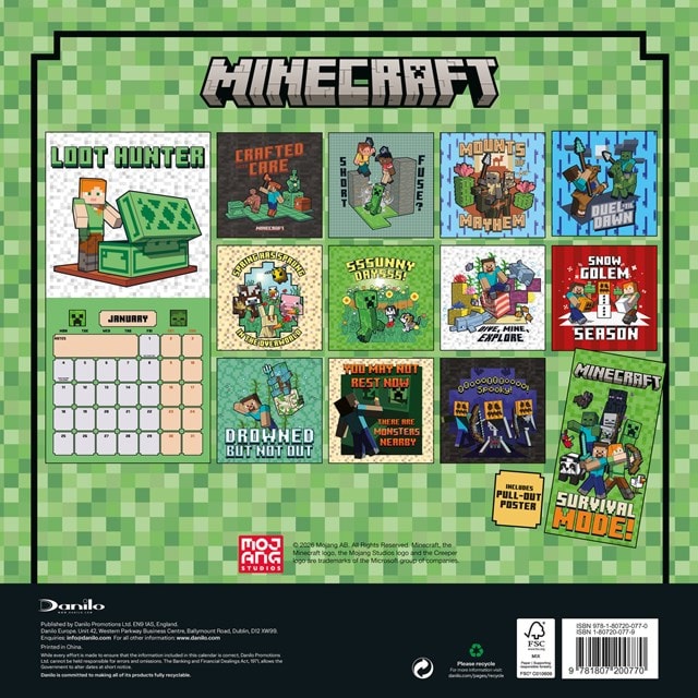 Minecraft 2027 Square Calendar - 2