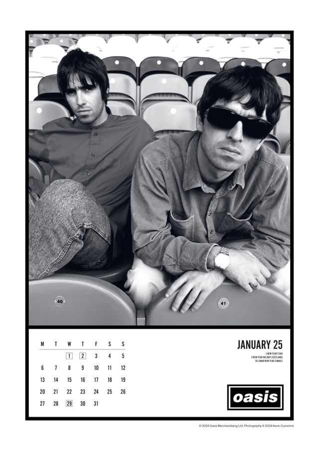 Oasis 2025 A3 Calendar - 2