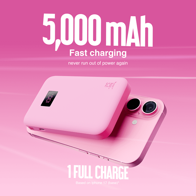 Juice 1 Charge Pink 5000mAh Power Bank with Integrated Cable - 5
