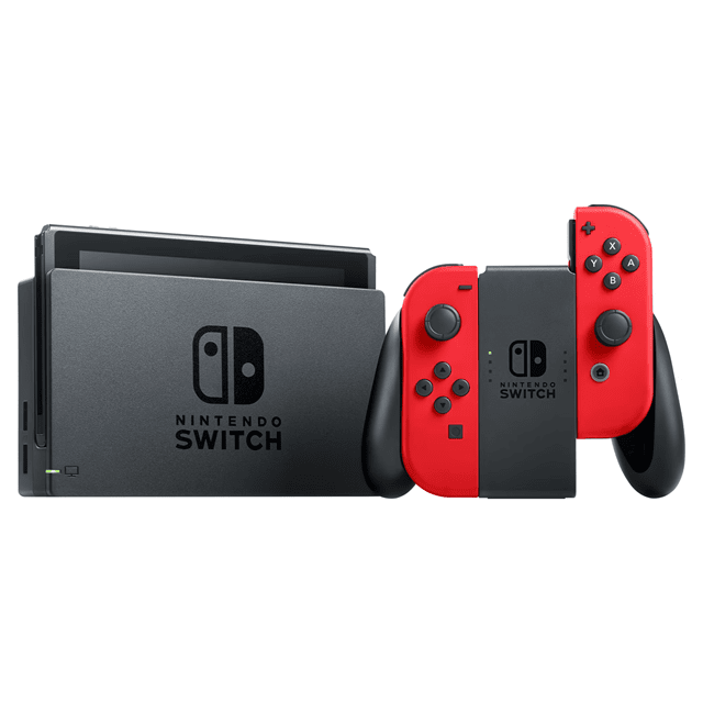 Nintendo Switch Console (Red) - Super Mario Odyssey Download Code Bundle - 2