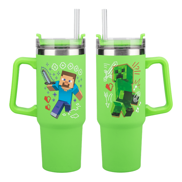 Minecraft Green 900ml Travel Cup With Straw - 3