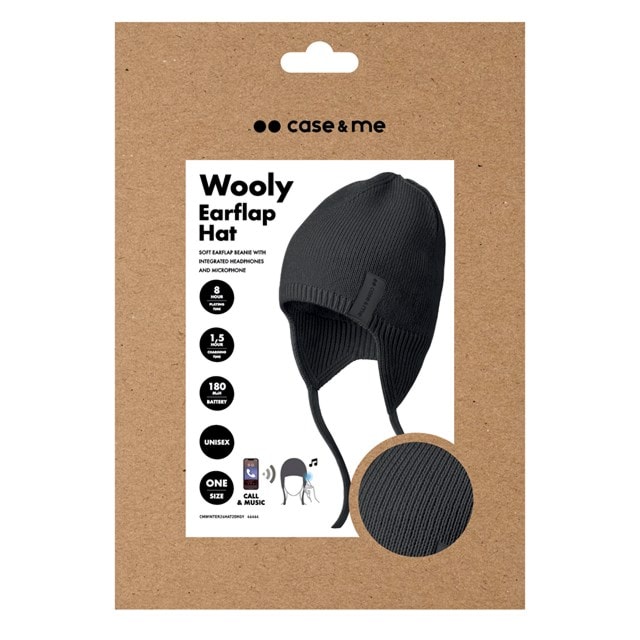 Case&Me Wooly Dark Grey Bluetooth Audio Hat With Earmuffs - 2