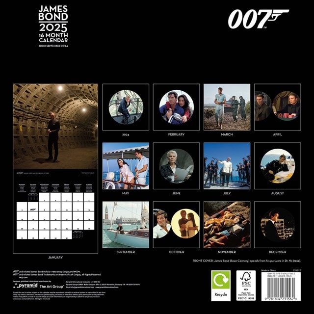 James Bond 2025 Square Calendar - 2