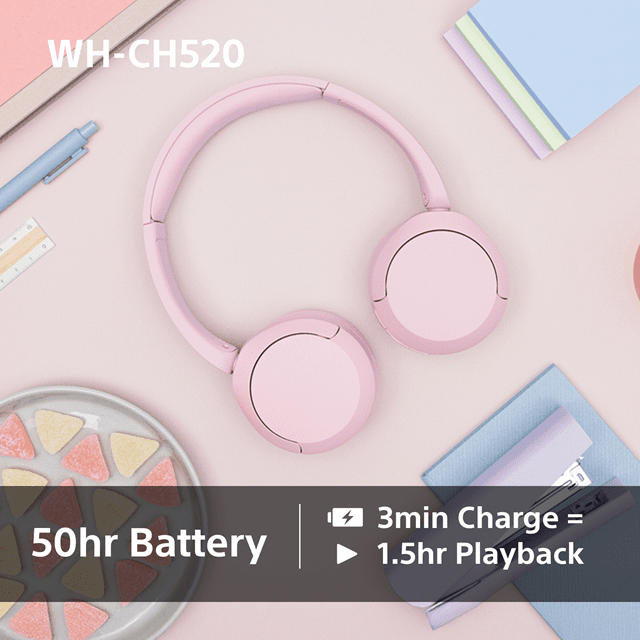 Sony WH-CH520 Pink Bluetooth Headphones - 2