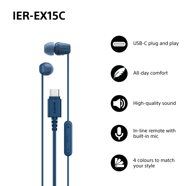 Sony IER-EX15C Blue USB-C Earphones - 9