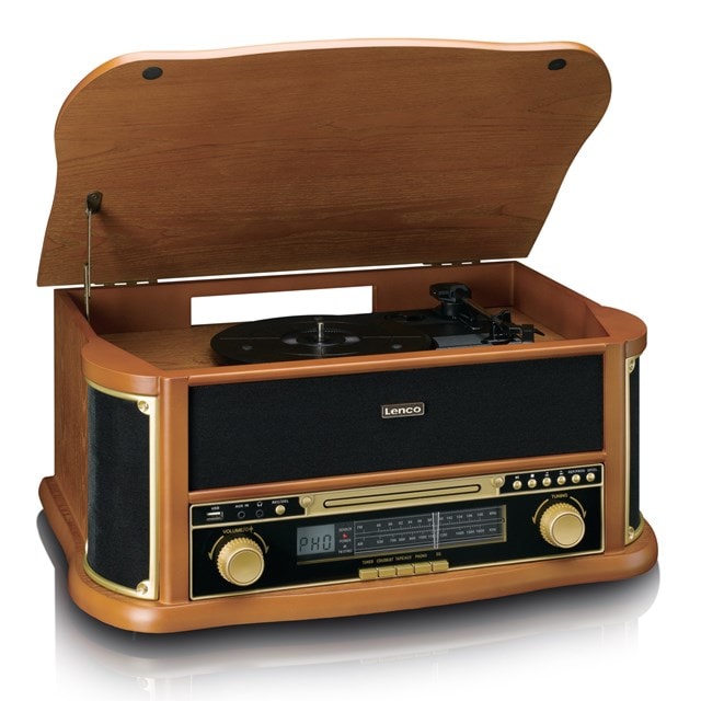 Lenco TCD-2551WD Wood Bluetooth Turntable with FM radio, CD & Cassette - 2