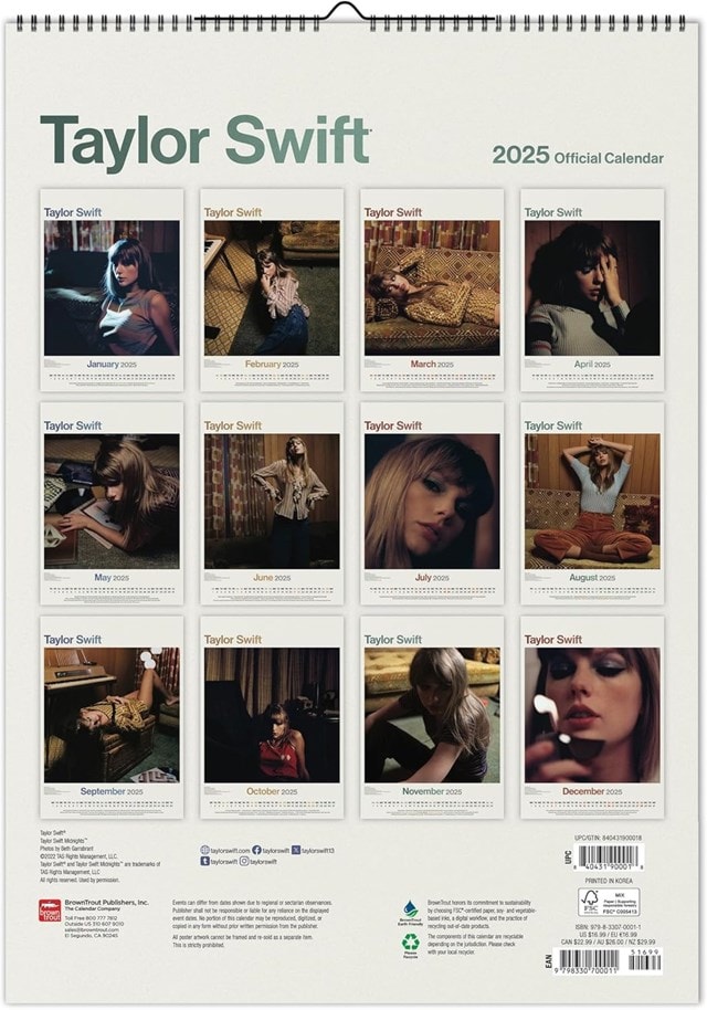 Taylor Swift 2025 A3 Calendar - 4