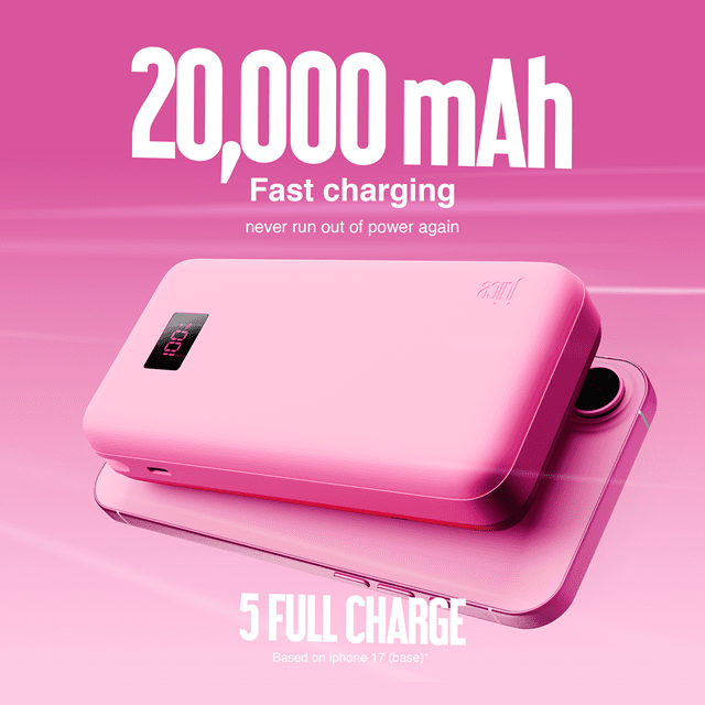 Juice 5 Charges Pink 20000mAh Power Bank with Integrated Cable - 5
