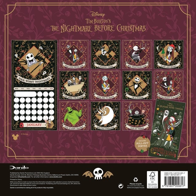 The Nightmare Before Christmas 2027 Square Calendar - 2