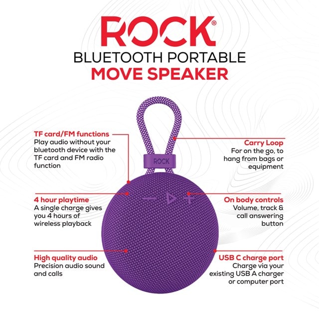 Rock Move Purple Bluetooth Speaker - 3