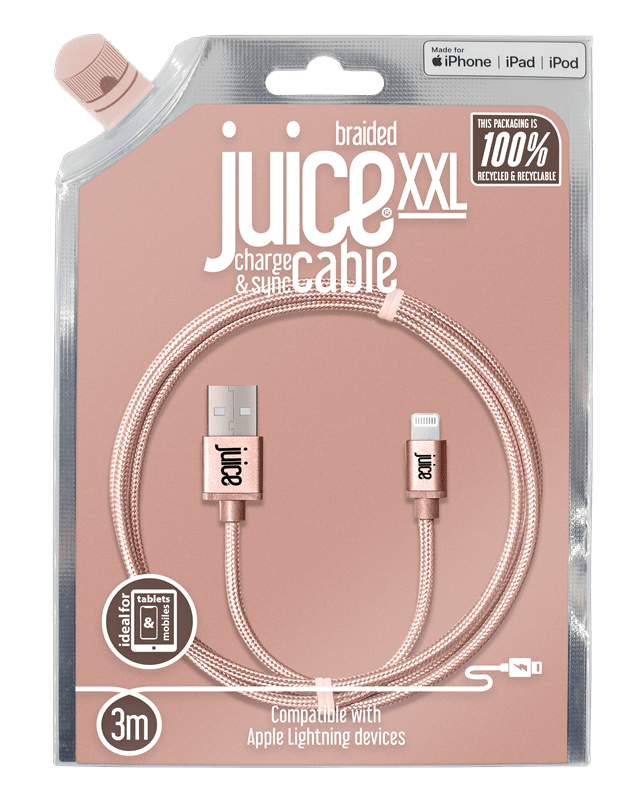 Juice Braided Lightning Rose Gold Cable 3m - 2
