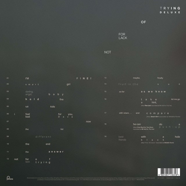 Not for Lack of Trying DELUXE - Eco Vinyl - 4