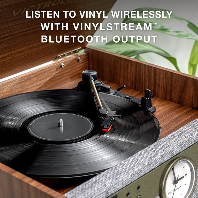 Victrola Century Walnut Bluetooth Turntable with Clock, CD & Cassette - 3