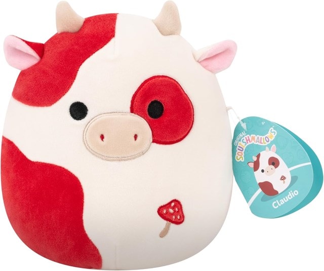 7.5'' Claudio Cream And Burgundy Spotted Cow With Mushroom Embroidery Squishmallows Plush - 5