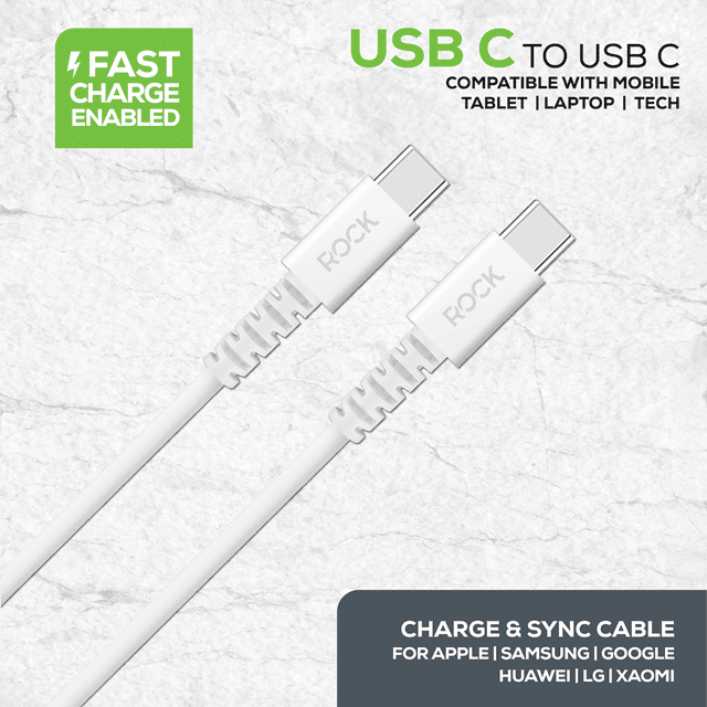 Rock White USB-C to USB-C Cable 3M - 3