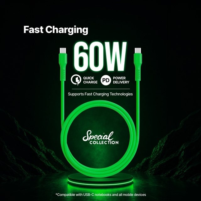 Ttec USB-C -USB-C Neon Green 60W Fast Charging/Data Cable - 6