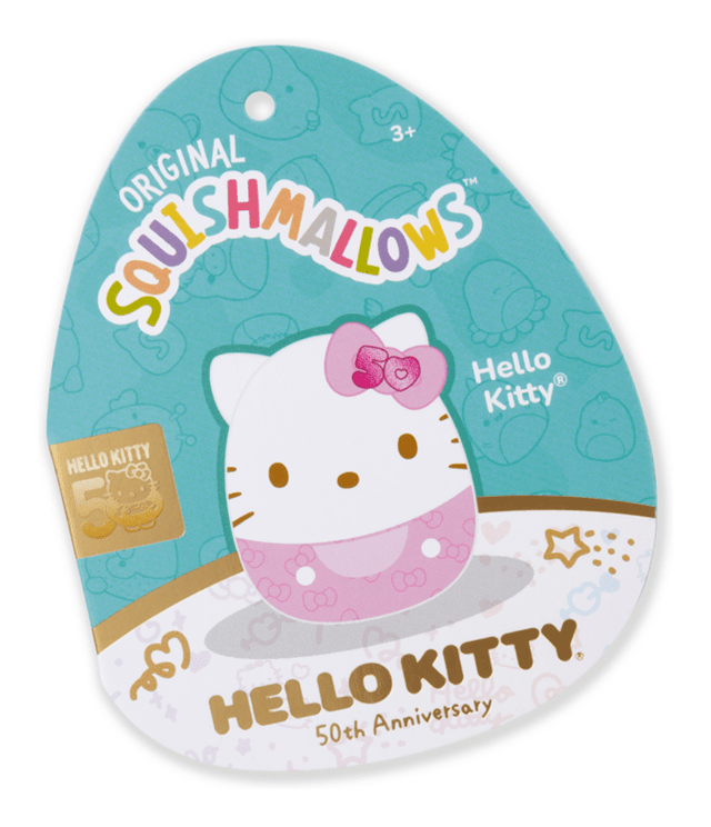 8" Hello Kitty 50th Anniversary Embossed Bows Pink Sanrio Squishmallows Plush - 5