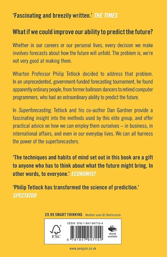 Superforecasting: The Art and Science of Prediction Paperback By Philip Tetlock & Dan Gardner - 2